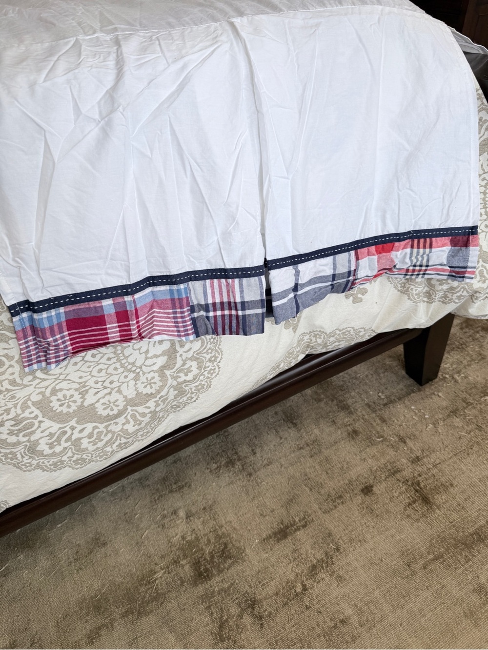Pottery Barn Nautical Plaid Trim Crib Skirt